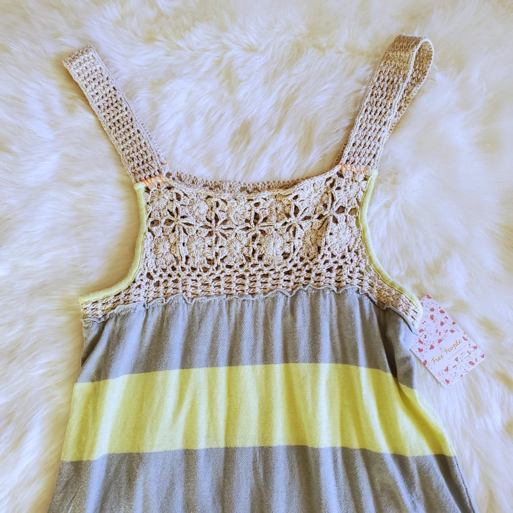 Free People Luca Crochet Stripe Tunic Tank XS NWT - Picture 7 of 15